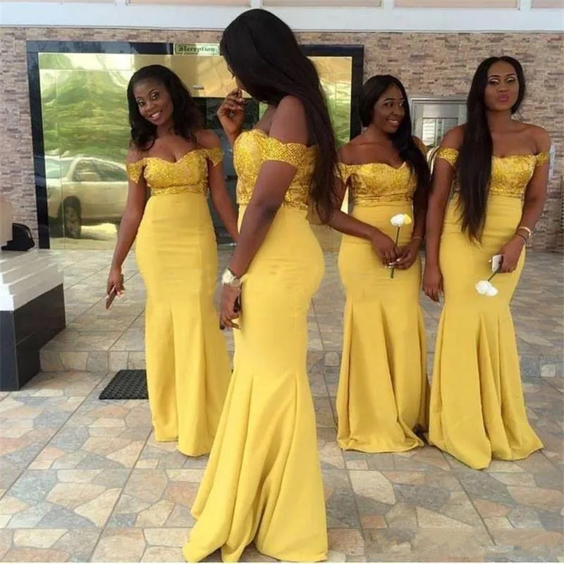 2020 Yellow African Mermaid Bridesmaid 