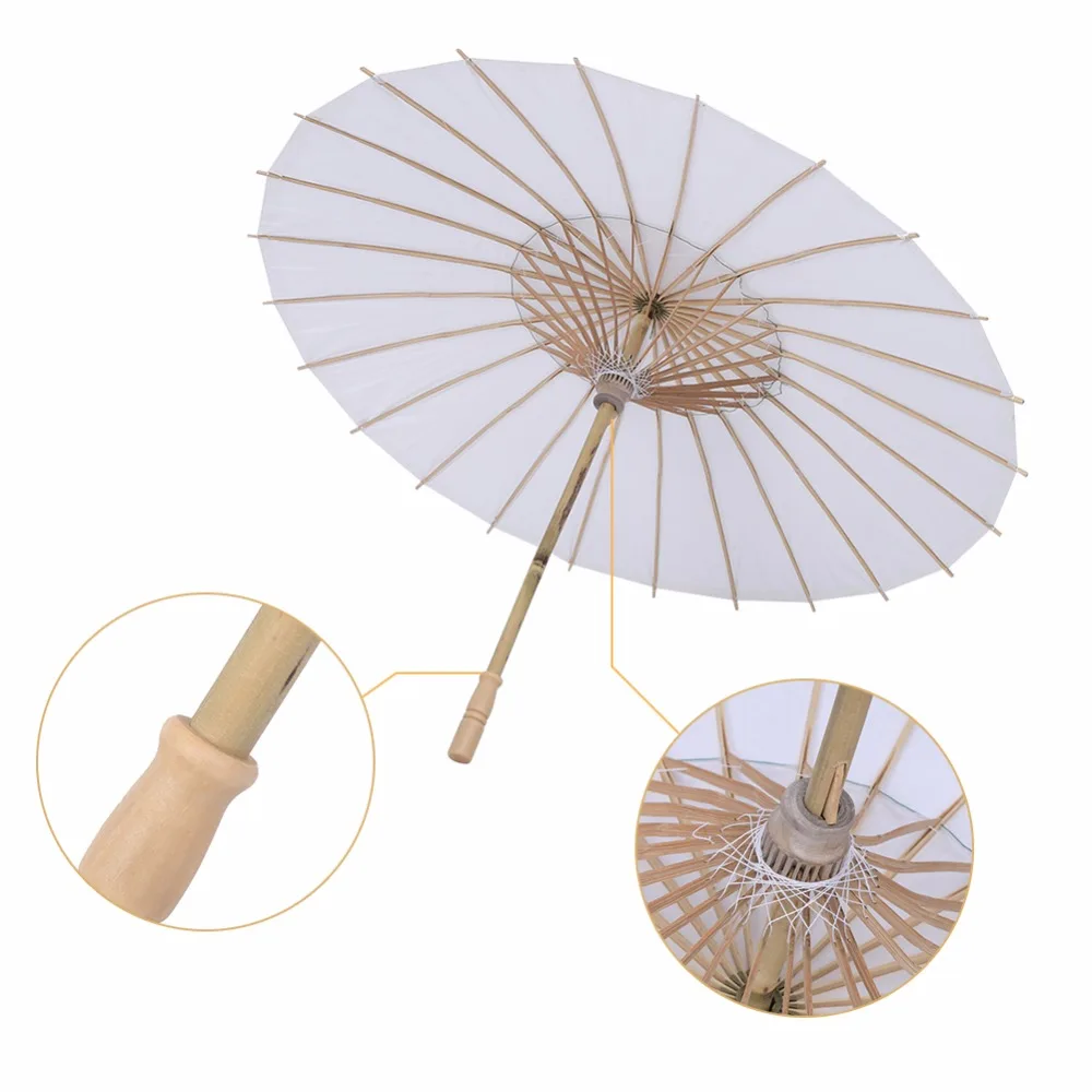 20cm Longzhuo Paper Umbrella,White Color Paper Decorative Umbrella Parasol Wedding Bridal Party Decor Photo Cosplay Prop