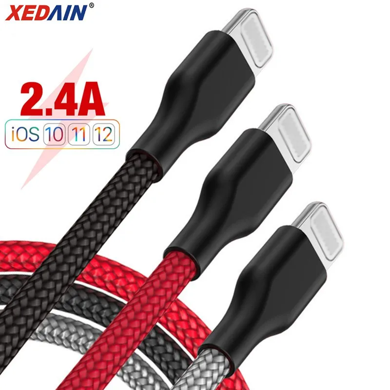 2.4A USB кабель для ipad mini iPhone X 8 7 6 6S plus 5 5S кабель высокопрочный кабель передачи данных для быстрой зарядки быстрое зарядное устройство для apple 1 м/2 м