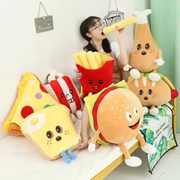 Hot Cute Cartoon Plush Hamburger French Fries Chicken Leg Toy Stuffed Food Popcorn Pizza Pillow Cushion Kids Toys Birthday Gift 2