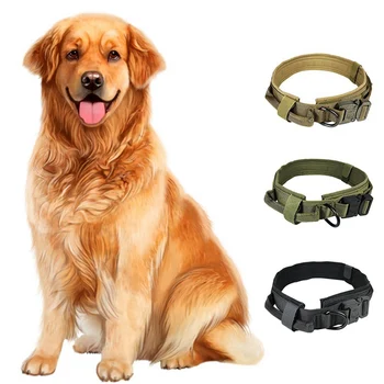 

2019 Tactical Dog Heavy Duty Collar With Control Handle Pet Adjustable Military Training Walking Collar