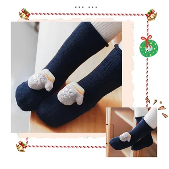 

Christmas Cartoon Non-slip Baby Warm Floor Socks Autumn Winter Plus Thickening Flexible Baby Socks SEP99