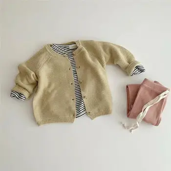 

Autumn New Baby Sweater Coat Boys Girls Toddler Solid Knit Cardigan Infant Single Breasted Kids Knitted Tops Newborn Clothes