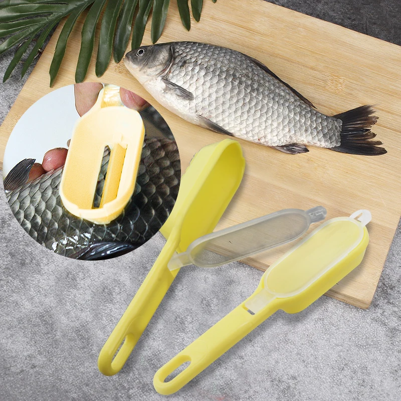 Fish Skin Brush Scraping Fishing Scale Brush Graters Fast Remove Fish knife Cleaning Peeler Scaler Scraper(Color: Random