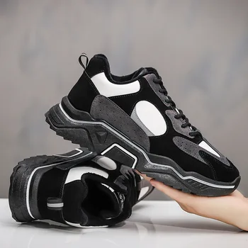 

2019 Thick Sole Platform Sneakers Men Vulcanize Shoes Man Mixed Color Chunky Winter Shoes Men Trainers Creepers Loafers R4-05