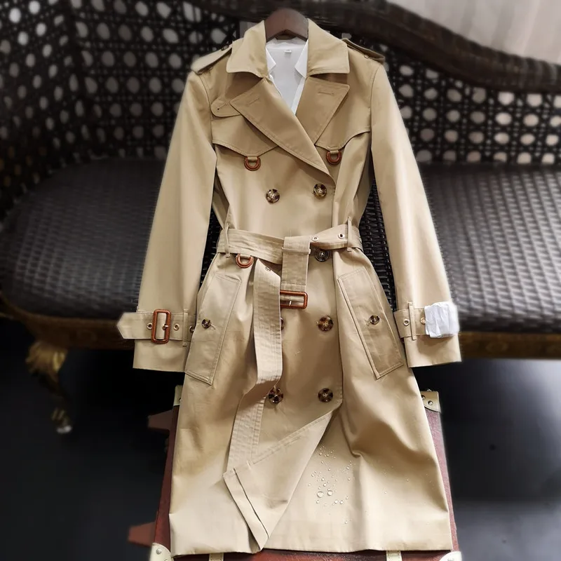 

2019083002880 runway luxury designer Style Trendy Female Trench Autumn Spring Fashionable Cotton High Quality Long Solid