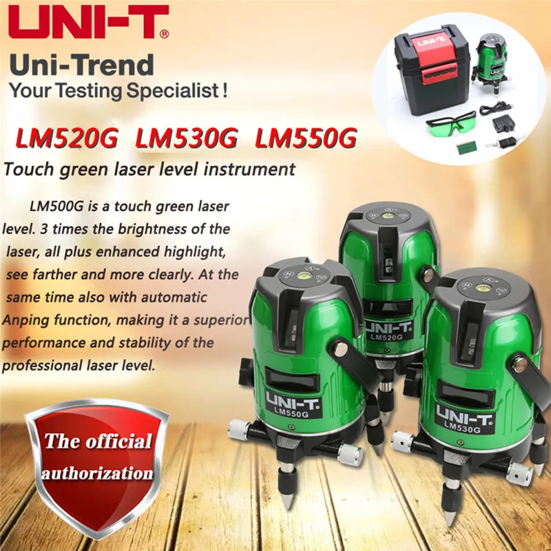 

UNI-T LM520G LM530G LM550G Laser Level 2 Lines 3Lines 5Lines 360 degree Self-leveling Cross Laser Level Green Lines Laser Level