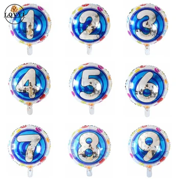 

1pc Happy Birthday Decorations 1 2 3 4 5 6 7 8 9 Years Old 18'' Round Numbers Foil Balloons Baby boy Air Globos Shower Supplies