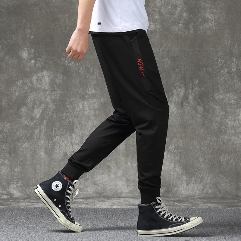 

Pants MEN'S Casual Pants Spring And Autumn Korean-style Trend Beam Pure Cotton Loose-Fit Skinny Capri Sweatpants pao ku Athletic