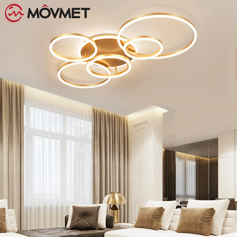 

Modern Led Chandelier 2/3/5/6 Rings For living Room Bedroom Study Room Ceiling Lights Luminarias para sala Dimming Ceiling Lamp