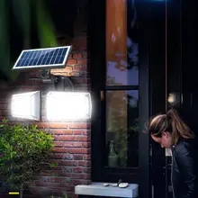 Настенный светильник на солнечной батарее, водонепроницаемый Вращающийся светильник с двойной головкой для дома, сада, улицы