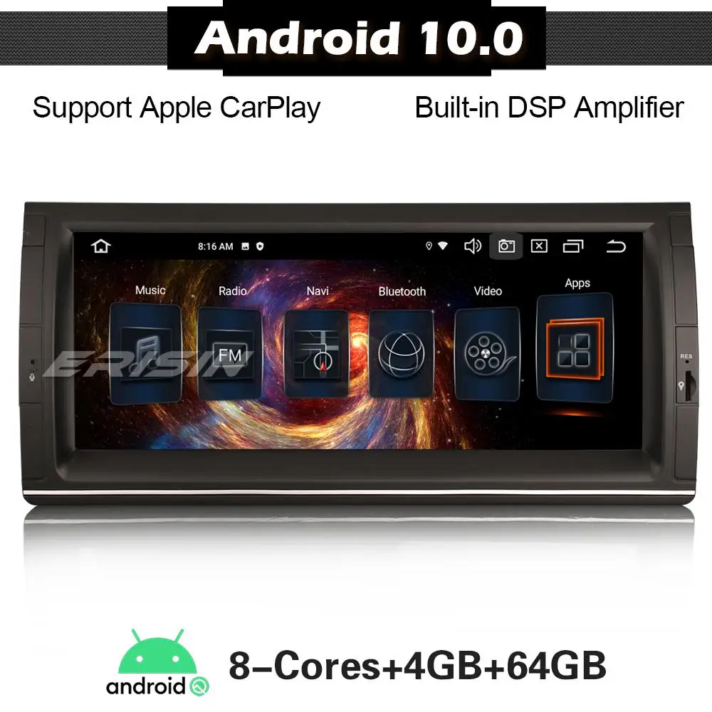 ERISIN 8153 Android 10 0 25 &quot8-ядерный DAB + CarPlay USB OBD Wifi 4G GPS Sat Nav Bluetooth стерео для BMW 5 серии E39 E53 |
