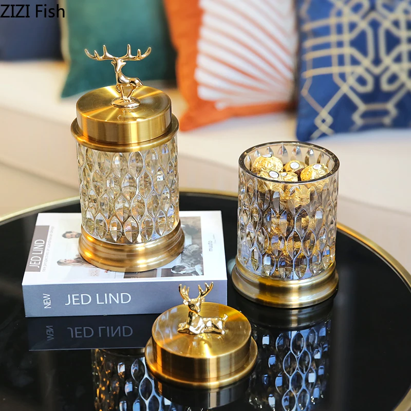 

Luxury Crystal Glass Candy Jar European Style Home Sweets and Snacks Storage Tank Decorative Ornaments