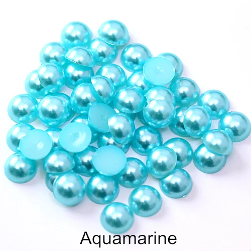 Aquamarine 2 мм до 14 мм ABS полукруглые жемчужины стразы с плоской задней частью полукруглые жемчужины разноцветные клеевые Стразы для одежды B0961 - Цвет: Aquamarine