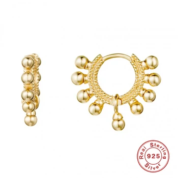 

Aide Female 100% S925 Sterling Silver Hoop Earrings Temperament Simple Round Bead Peas Ins Classic Earring Pendientes Oorbellen