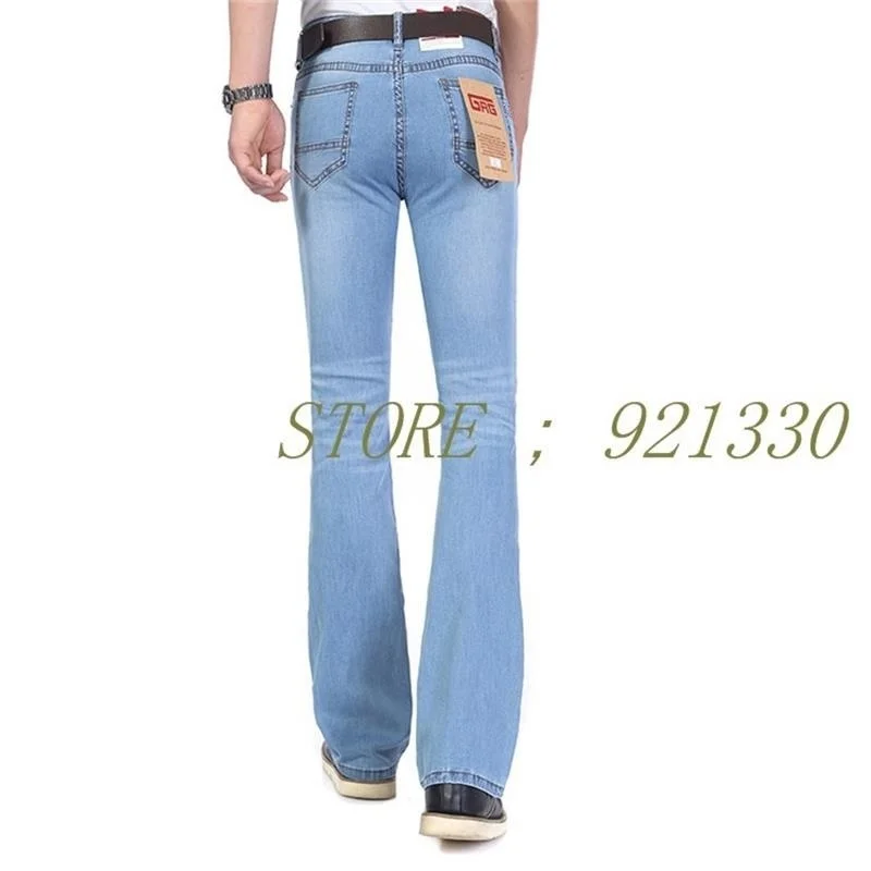 High Quality Men's Summer Thin Boot Cut Jeans Male Mid Waist Business Waterwash Denim Pants  flares Trousers 26-38 3