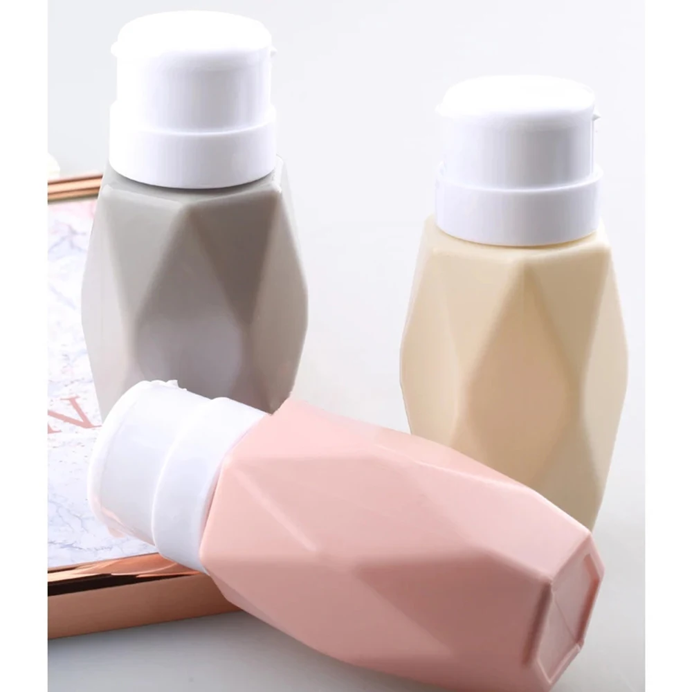 

Refillable Bottles 200ML Nail Art Rhombus Pump Dispenser Empty Bottle Acrylic Gel Polish Remover Cleaner Liquid Container Storag