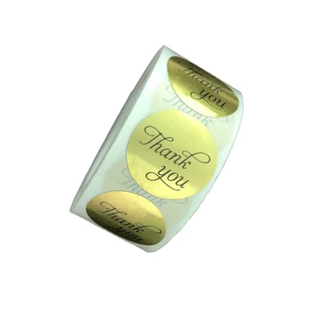

1 Rolls/500pcs Scrape Sticker Business Label Food Labels Self-Adhesive Thank You Sticker for Cookie Shop (Golden)