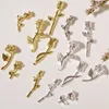 10Pcs 3D Rose Nail Art Ornament DIY Craft For Acrylic Nail Decoration Gold/Silver 7 Unique Shapes Flower DIY Charms Jewelry 1