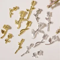 10Pcs 3D Rose Nail Art Ornament DIY Craft For Acrylic Nail Decoration Gold/Silver 7 Unique Shapes Flower DIY Charms Jewelry 1