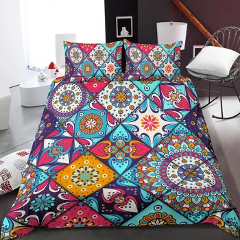 

9 Style Print Bohemian Comforter Bedding Sets Mandala Duvet Cover Set Pillowcase Live Room Furniture Bed linens Euro King Queen