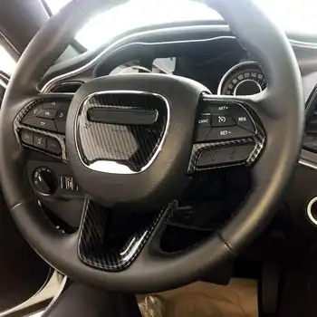 

4Pcs ABS Carbon Fiber Style Steering Wheel Cover Trim for Dodge Challenger 2015 2016 2017 2018 2019 Interior Mouldings