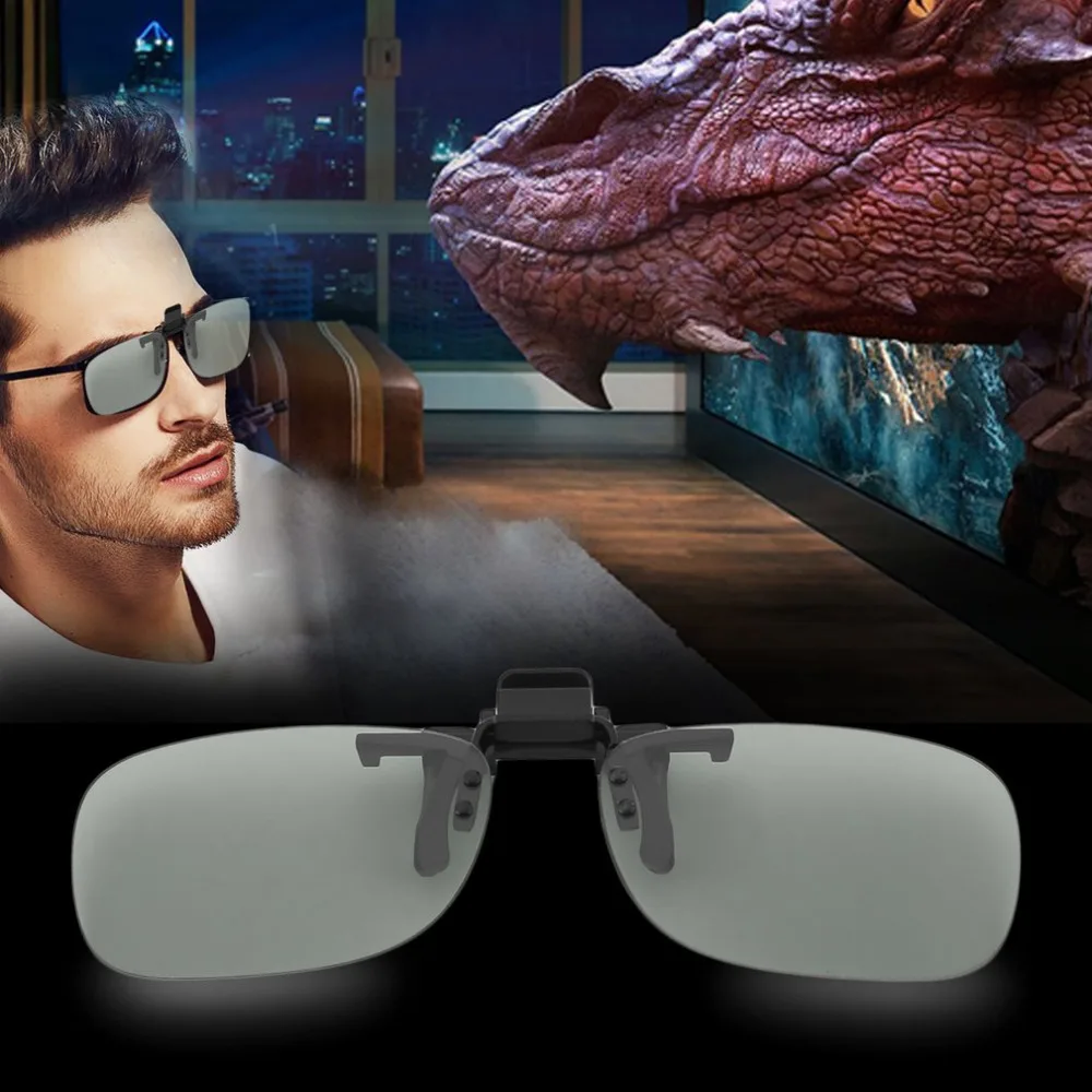 Professional 3D Light Weight Man Woman Clip On Type Passive Circular 3D Glasses Clip For 3D TV Movie Cinema