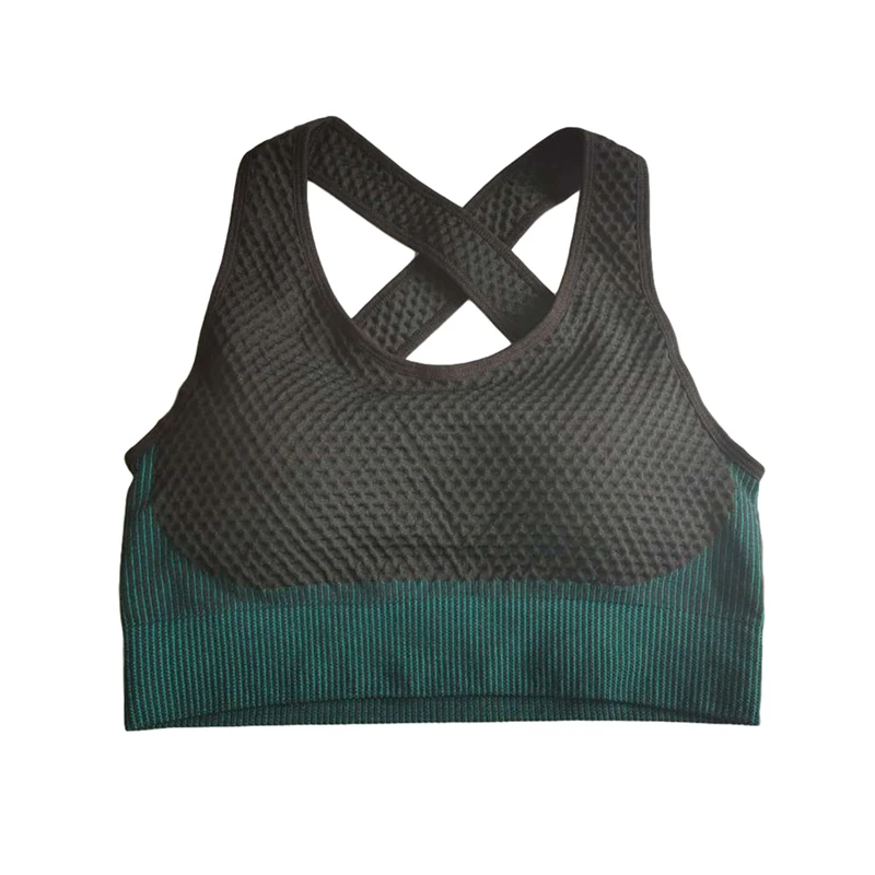 YJ005湖蓝色 无缝运动背心实拍1