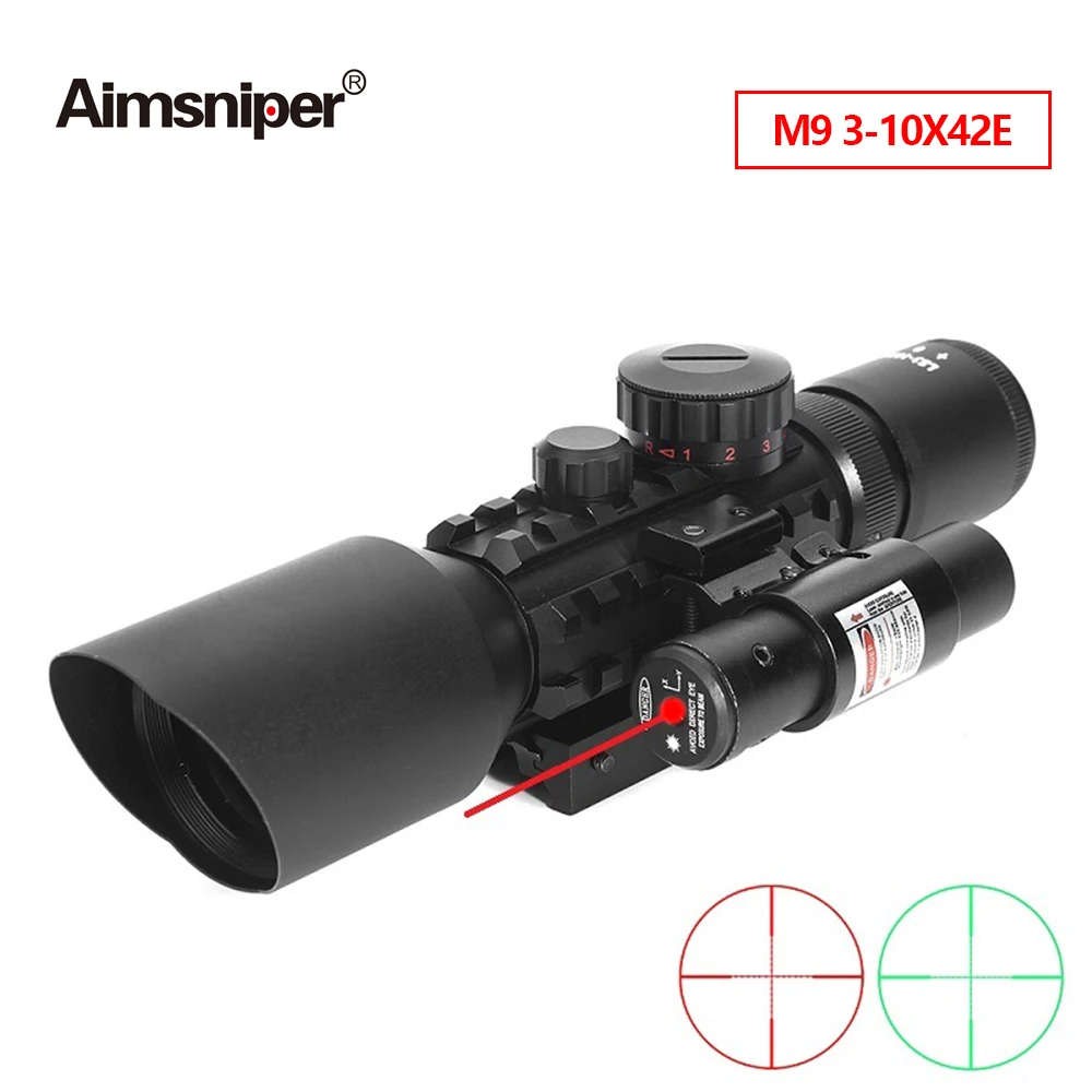 Aimsniper M9 3 10X42EG охотничья оптика рефлекторный прицел с красным лазером красный