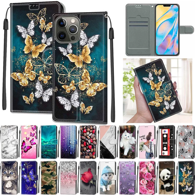 Cartoon Butterfly Iphon 13 Custodia Per Iphone 13 Pro Max Iphone 13 Mini Custodia Cover Iphone 13 Slot Per Schede Portafoglio In Pelle Etui Magnetico