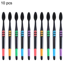 10 шт. зубная щетка для здоровья Мягкая зубная щетка для здоровья бамбуковый уголь нано зубная щетка гигиена полости рта ручка зубная щетка