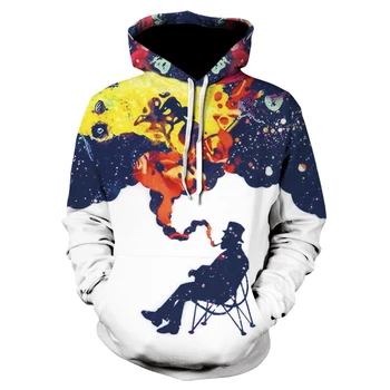 

Men/Women Hoodies Tops Colorful Smoking Men 3D Digital Print Unisex Pullover Sweatshirts Casual Autumn Couple Hooded Sweatshirt