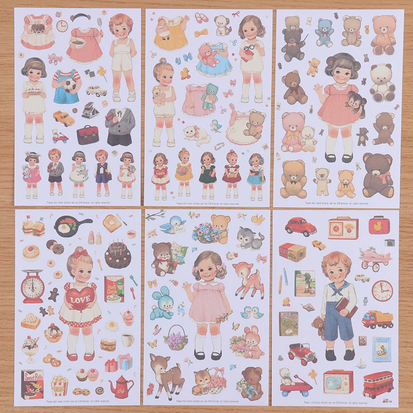 6 листов/набор наклейки на одежду для кукол и девочек|stickers clothes|stickers stickersstickers girl |