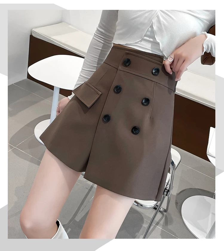 new winter thickening irregular since the a-line skirt waist short double-breasted wide-legged pants Women denim shorts