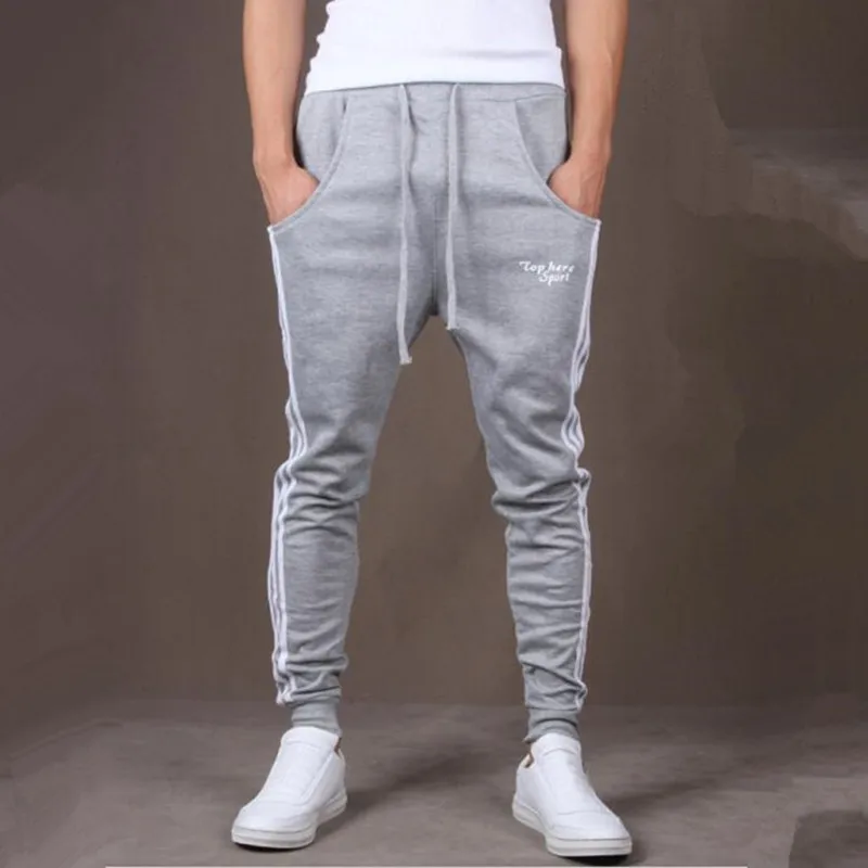 

AliExpress Hot Selling Spring And Autumn Side Vertical Striped MEN'S Sports Pants Waist Belt Casual Harem Sweatpants K798