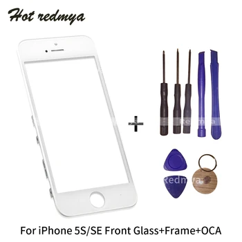 

Outer Glass + Frame For iPhone 5S SE Touch Screen Digitizer Panel Lens Front Glass With OCA Replacement Parts + Tools