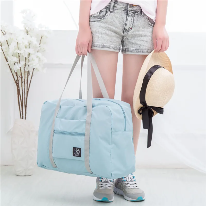 Сумка для путешествий, сумки для спортзала, портативная Женская Складная сумка для хранения, спортивная сумка большой емкости, женская сумка для фитнеса, мужской кейс с обвязкой - Цвет: light blue
