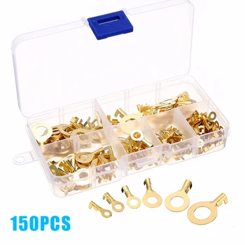 

New Hot 150 Pcs Ring Terminal Kit Electrical Wire Connectors Crimp Brass Accessories USJ99