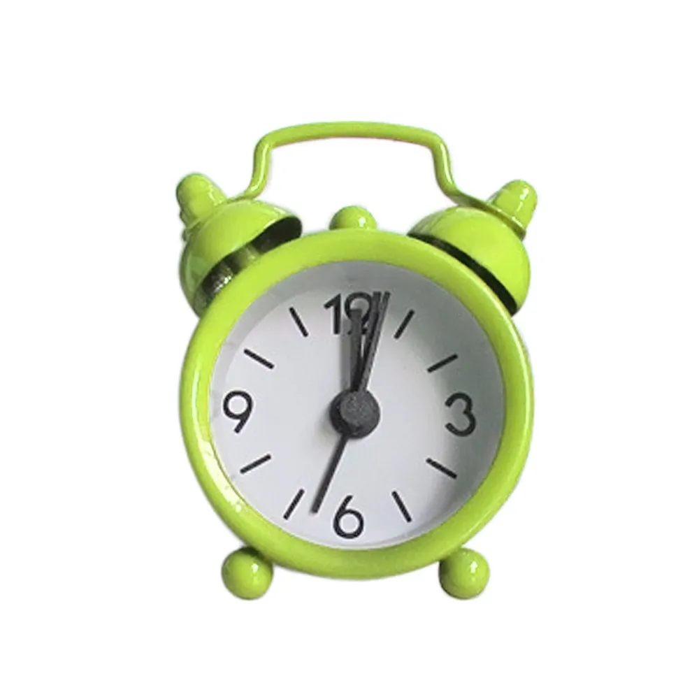 Будильник европейские металлические цифровые маленькие настольные часы колокольчики спальня со светом Детская электронная лампа часы Подарки для детей 30 - Цвет: Зеленый