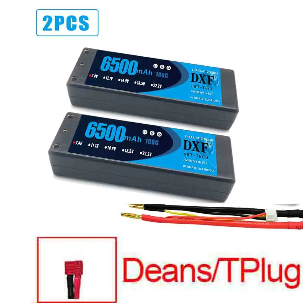 2 шт DXF RC батарея Lipo 2S 7,4 V 6500mah 100C 200C 4,0mm Hardcase для автомобиля Slash 4X4