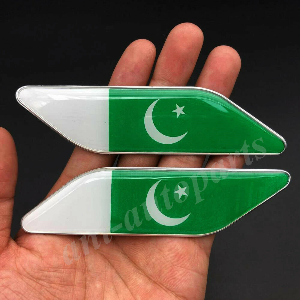 Pair Metal Pakistan Flag Car Fender Emblem Side Badge Decals Sticker