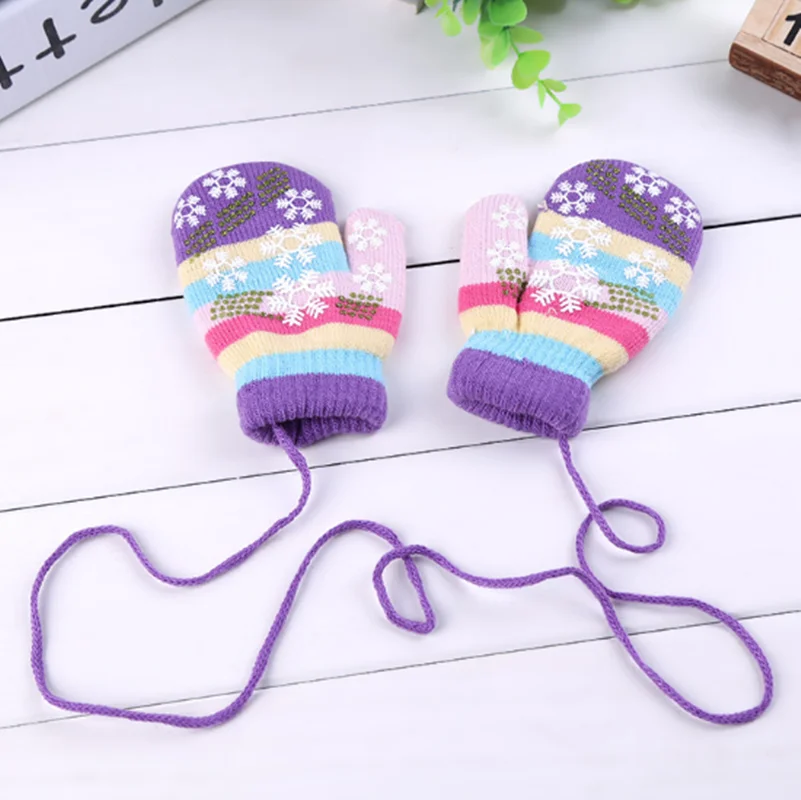 

Baby Gloves Autumn Winter Children Warm Gloves Kid Boys Girls Soft Snowflake Stripe Mittens Baby Accessories