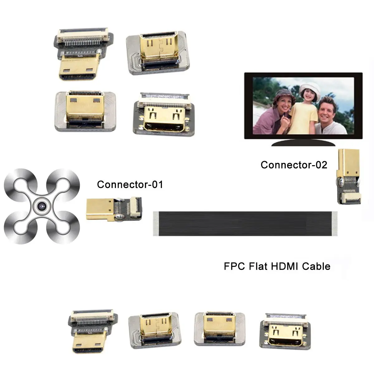 CYFPV 90 градусов вниз угловой вверх мини HDMI Тип C Штекерный разъем для FPV HDTV