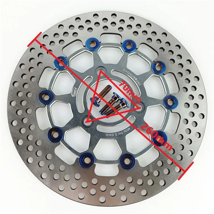 Universal Motorcycle CNC Aluminum 3 holes 260 * 70mm Floating disk brake disc for Yamaha BWS WISP Motorbike motorcycle brake discs