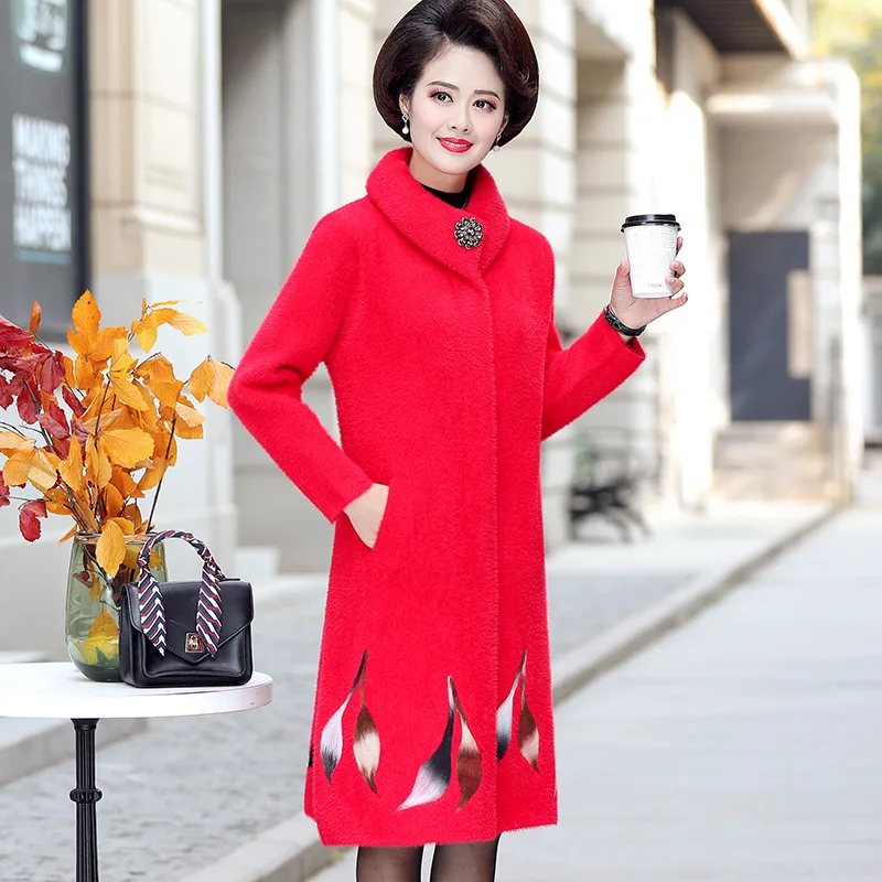 

40 Or 50-Year-Old Mom Fall And Winter Clothes Gold Mink Velvet Coat Middle-aged Women's Mid-length Middle-aged Aunt Mink Cashmer