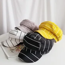 SQTEIO восьмиугольная кепка женская летняя полосатая шляпа художника кепка газетчика Повседневная дикая литературная берет студента