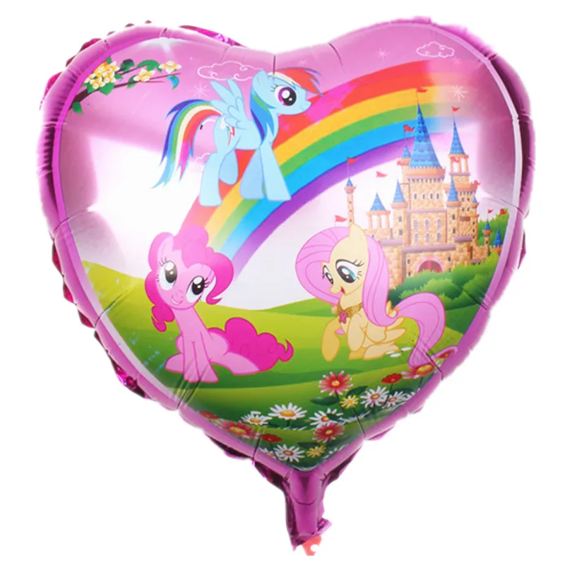 18 дюймов розовый в форме сердца алюминиевый воздушный шар мультфильм мой маленький пони тема фольги Воздушные шары детская вечеринка День рождения Декорации для вечеринки 1 шт