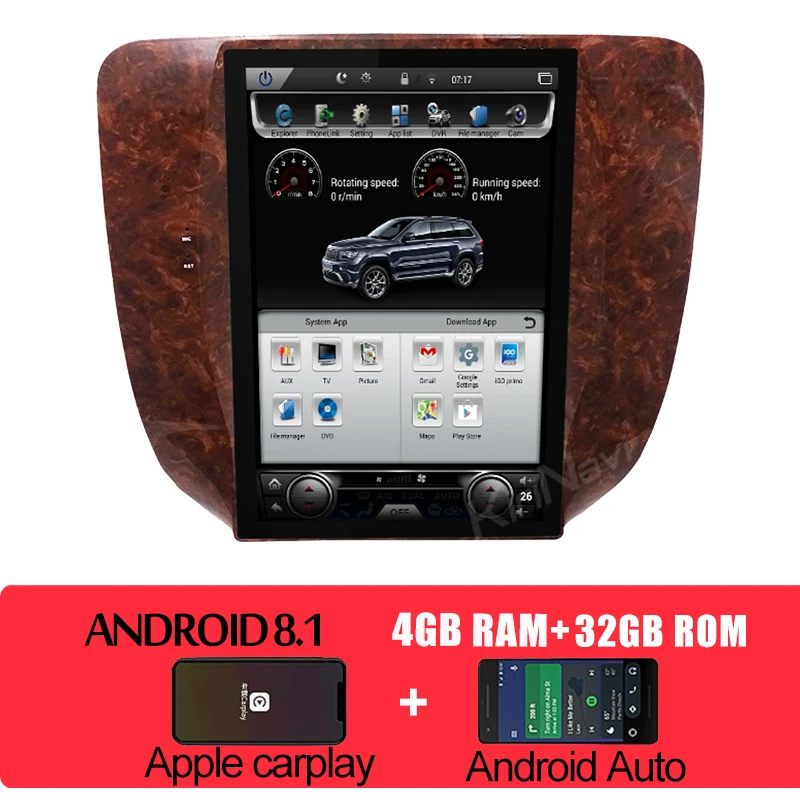 KiriNavi 12," Android 8,1 автомобильный радиоприемник dvd-плеер gps навигация для Chevrolet Silverado Suburban Avalanche GMC Sierra Yukon - Цвет: android car radio
