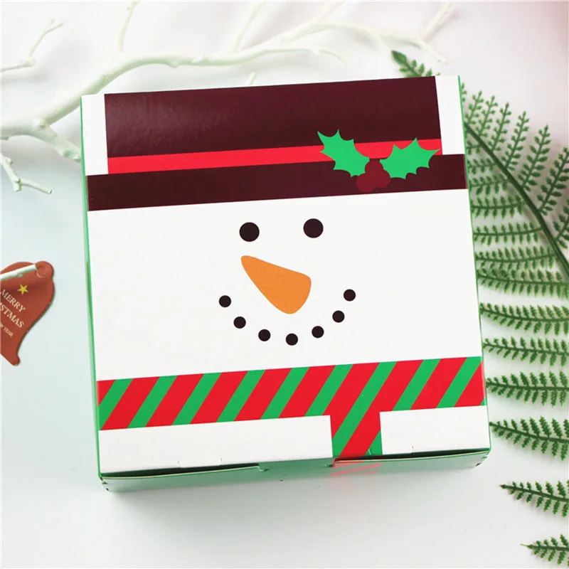 10 шт Счастливого Рождества Санта Клаус бумажная коробка печенья Макарон Торт коробки Рождество День рождения коробка для упаковки подарка 14*14*5 см