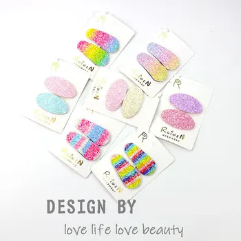 

2Pcs/set New Rainbow Stripes Cute Girls Baby Hairpins Hair Accessories Pairs BB Clips Glitter Hair Pins Barrettes Kids Headwear